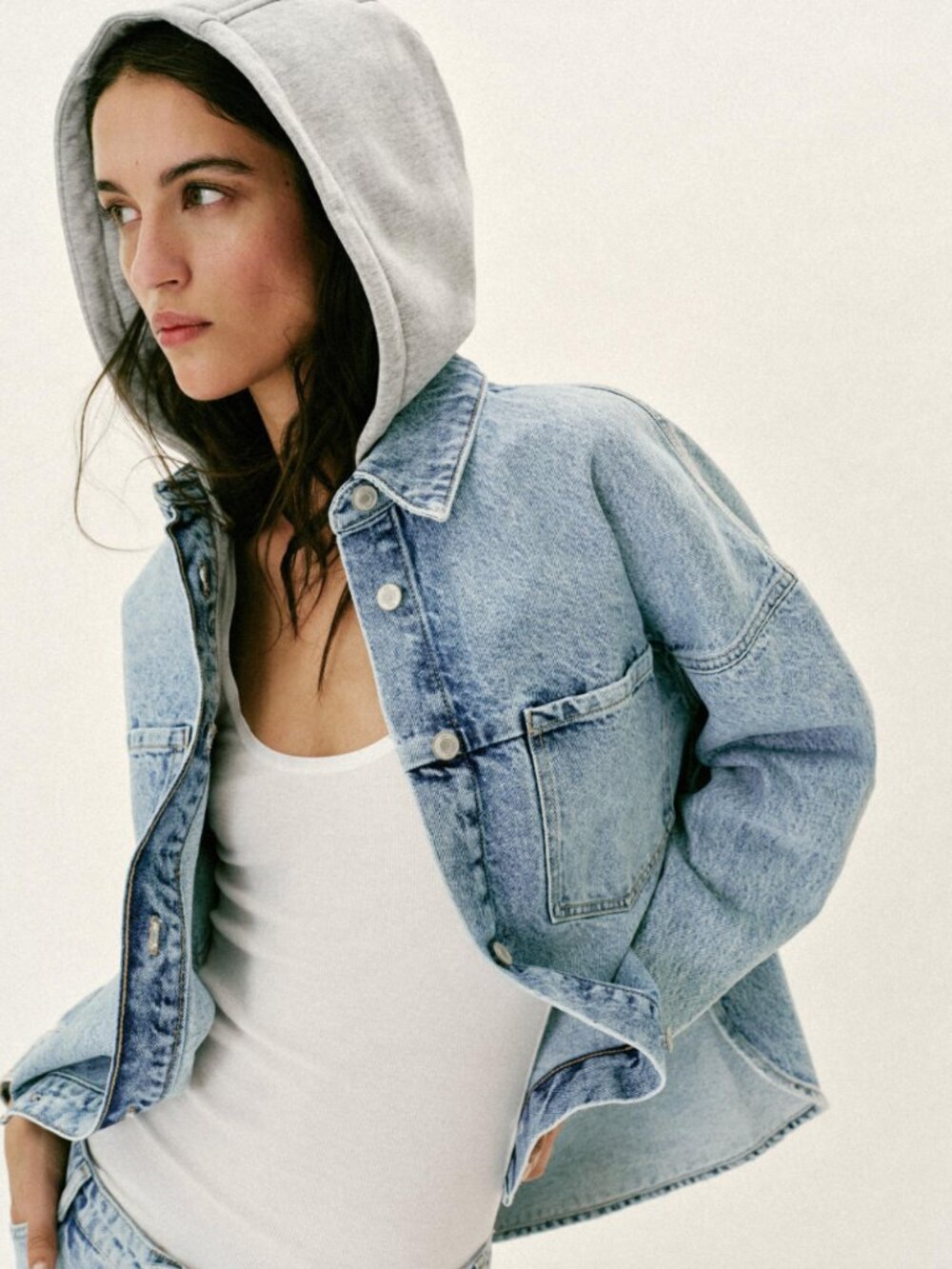 ZARA Z1975 OVERSIZE DENIM HOODIE JACKET